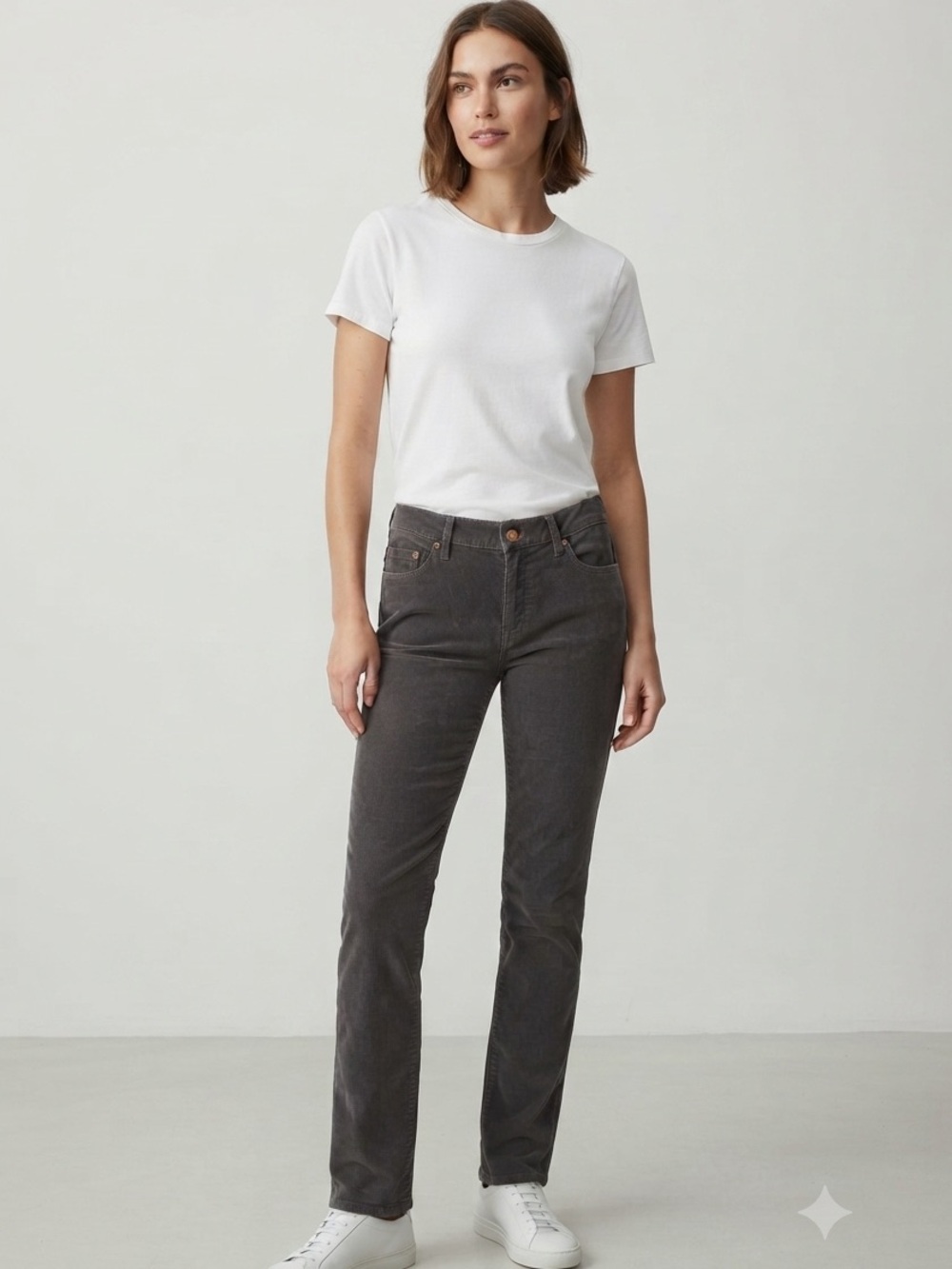 Aritzia Golden NWT by TNA Low Rise Straight Dark Grey Corduroy Pants Size 24